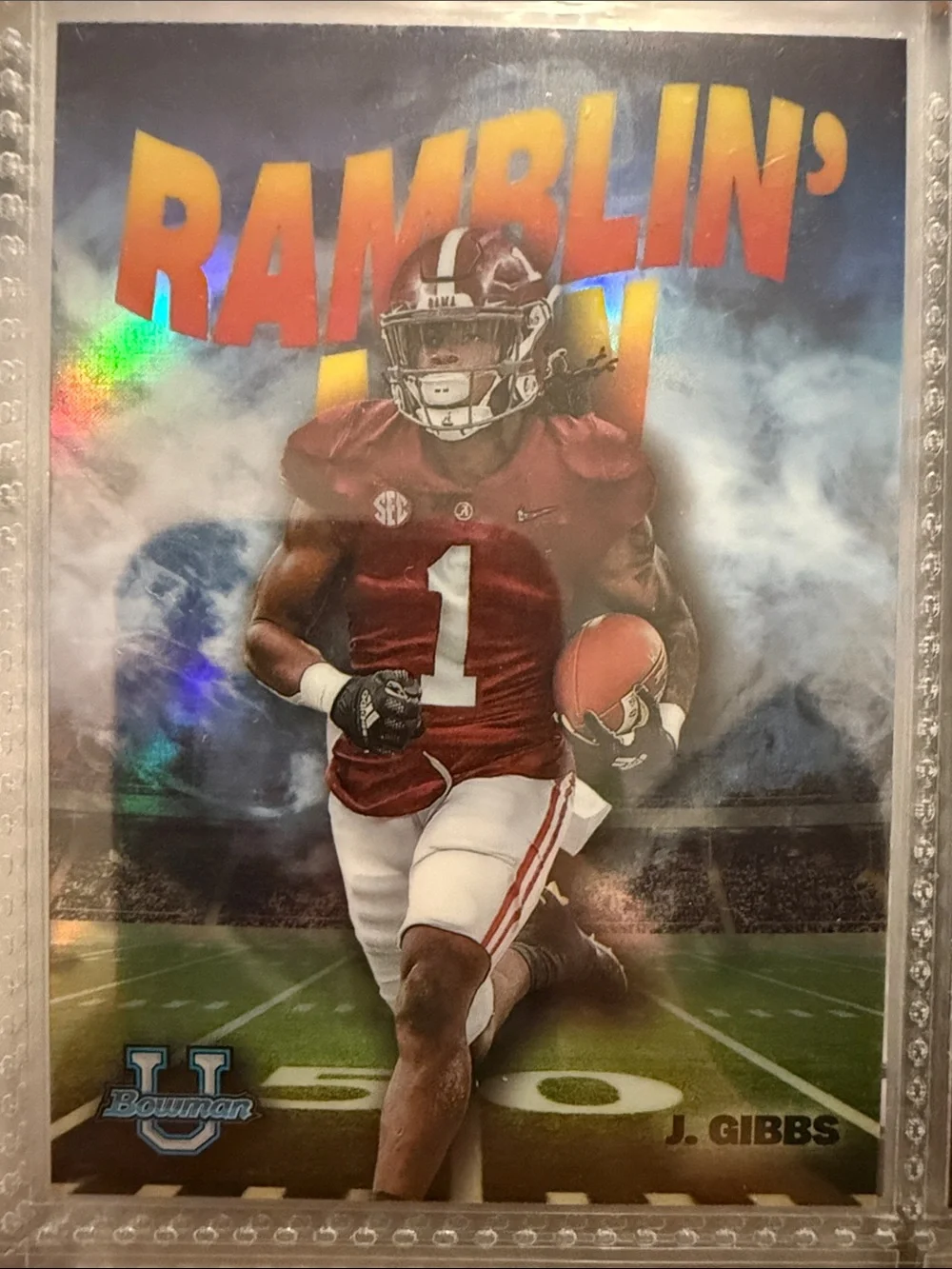 Ramblin' Light Football Art Print - Red jahmyr Gibbs
